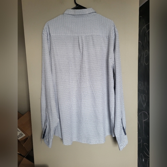 Report Collection Men's White and Blue Button Down Dress Shirt, Size XXL - Picture 2 of 4